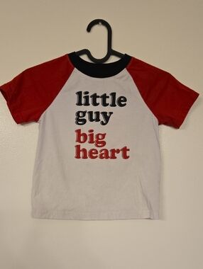 Gymboree White & Red Raglan Tee - "Little Guy Big Heart"